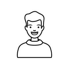 young man smiling icon, line style