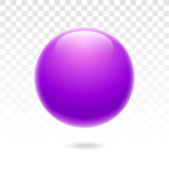 Glass sphere with reflections. Glass ball. Glass bubble. Purple plastic ball. 3d ball. Vector illustration.
