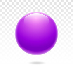 Glass sphere with reflections. Glass ball. Glass bubble. Purple plastic ball. 3d ball. Vector illustration.
