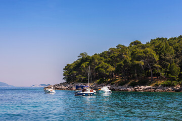 Boats at anchor off Otok Lokrum, near Dubrovnik, Croatia © Will Perrett