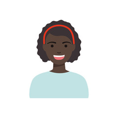 diversity people concept, cartoon afro woman smiling, flat style