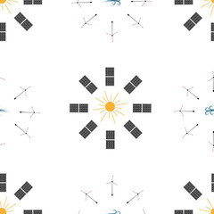 Seamless vector pattern. Solar panels. Solar energy. Vector graphics.