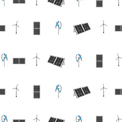 Seamless vector pattern. Solar panels. Solar energy. Vector graphics.