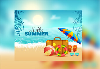 Beach View with 3D Elements for Summer Concept Layout