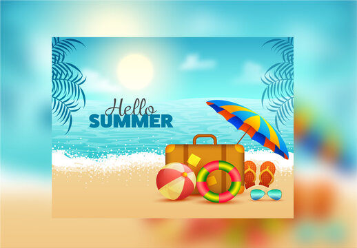 Beach View with 3D Elements for Summer Concept Layout