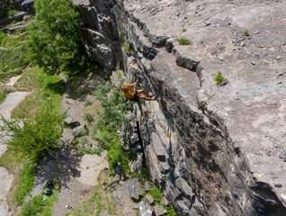 Aerial view of a Rock Climber at Cheddar Gorge