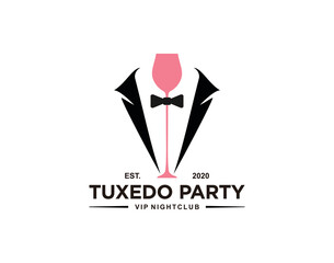 Bow Tie, Tuxedo, Drink wine Restaurant Dinner logo design inspiration