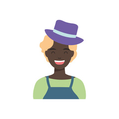 diversity people concept, cartoon woman smiling and wearing a top hat, flat style
