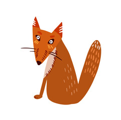Vector image of a stylish fox on a white background, wild animals, for a children's fairy tale. Unique fox logo design. Vector illustration For cards, posters, decor, t shirt design, logo.