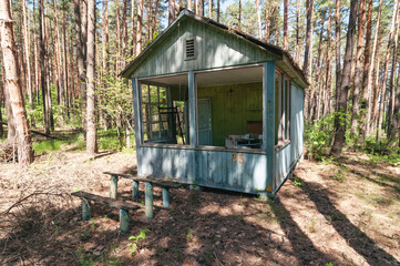 Holiday summer resort Izumrudnoe Emerald in Prypiat, Chernobyl exclusion Zone. Chernobyl Nuclear...