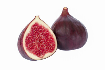 Sliced fresh figs on white background