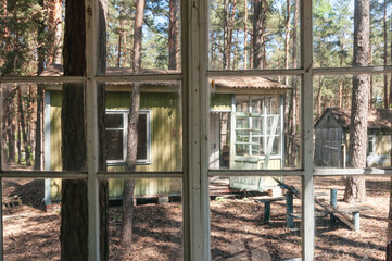 Holiday summer resort Izumrudnoe Emerald in Prypiat, Chernobyl exclusion Zone. Chernobyl Nuclear Power Plant Zone of Alienation in Ukraine