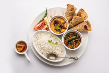 Indian Food Platter or Thali contains vegetarian recipes, a complete meal