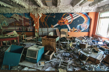 Abandoned Former military Chernobyl-2 Duga Radar System in Prypiat, Chernobyl exclusion Zone....