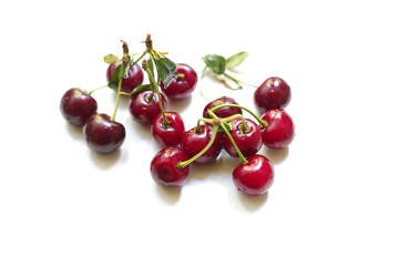 photo of cherries on a white background
