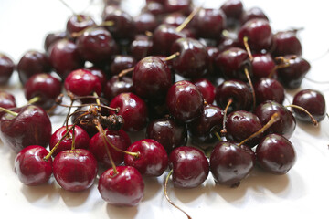 photo of cherries on a white background