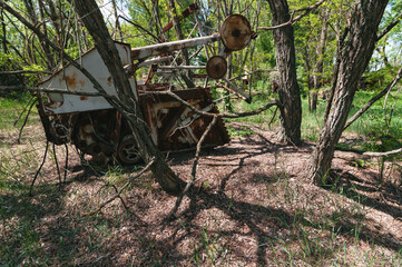 Abandoned radioactive Liquidators vehicles in Prypiat, Chernobyl exclusion Zone. Chernobyl Nuclear Power Plant Zone of Alienation in Ukraine