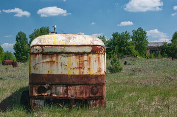 Abandoned radioactive Liquidators vehicles in Prypiat, Chernobyl exclusion Zone. Chernobyl Nuclear Power Plant Zone of Alienation in Ukraine