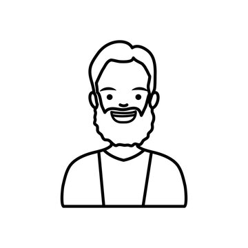 diversity people concept, cartoon man with beard smiling, line style