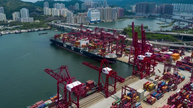 Top down view of Hong Kong container port