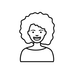 diversity people concept, cartoon girl with afro hair, line style