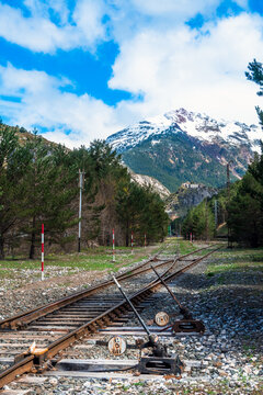 Hand-operated railroad switchs at the old Canfranc Station, Huesca / Spain
