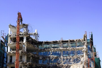 Old building demolition in Athens, Greece, March 12 2020.