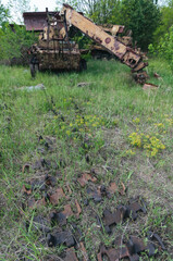 Abandoned radioactive Liquidators vehicles in Prypiat, Chernobyl exclusion Zone. Chernobyl Nuclear Power Plant Zone of Alienation in Ukraine
