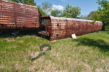 Abandoned radioactive Liquidators vehicles in Prypiat, Chernobyl exclusion Zone. Chernobyl Nuclear Power Plant Zone of Alienation in Ukraine