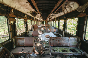 Abandoned radioactive Liquidators vehicles in Prypiat, Chernobyl exclusion Zone. Chernobyl Nuclear...