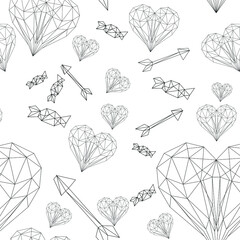 vector line art pattern of sant valentines day heart
