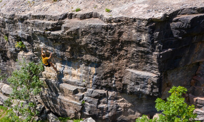Aerial view of a Rock Climber at Cheddar Gorge