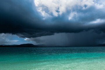 approaching tropical storm on a tropical island in Thailand