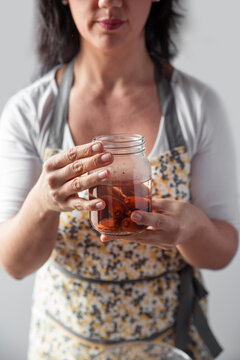 Woman using a kitchen robot