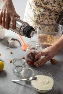 Woman using a kitchen robot