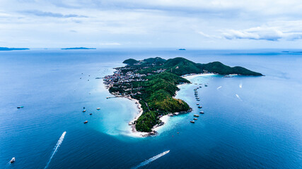 drone Photo, flight over the island, Koh Larn island, Thailand, Gulf of Thailand.