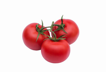 Three fresh red tomato isolated on white background