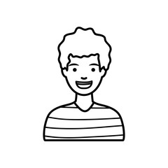 diversity people concept, cartoon man wearing striped tshirt, line style