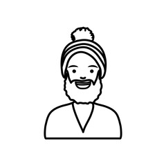 diversity people concept, cartoon woman with beard and snow hat, line style