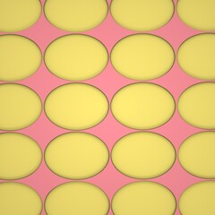 Abstract image of yellow eggs on a pink background 3D image
