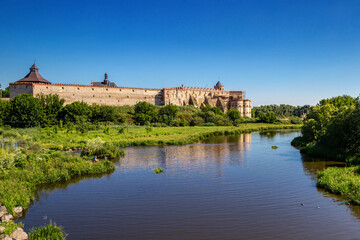 Fototapeta premium Beautiful fortress castle in Medzhibozh. Travel Europe.