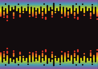 Wave 3D Rainbow Pulse music player on black background. Modern fluid equalizer element. Abstract design pattern banner. .Jpeg illustration