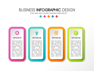 Business infographic with 4 options. Colourful diagram. Vector