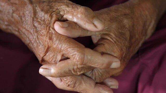 Close Up Old Man Hand.old Age Concept.