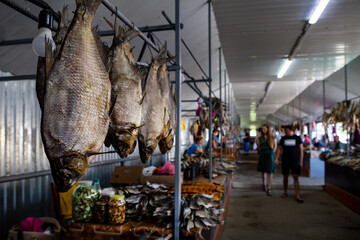 Fototapeta na wymiar Fish market for tourists in Letichev.