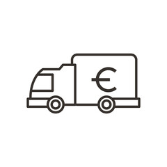 euro on truck line style icon vector design