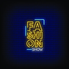 Fashion Show Neon Signs Style Text Vector