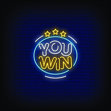 You Win Neon Signs Style Text Vector
