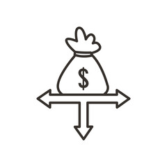 money bag and arrows line style icon vector design