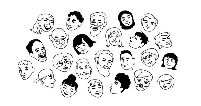 Animated set of people portraits for social media